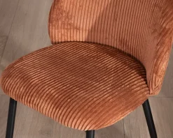 Meuble House Lot de 4 chaises de repas en velours côtelé rouille
