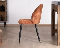 Meuble House Lot de 4 chaises de repas en velours côtelé rouille