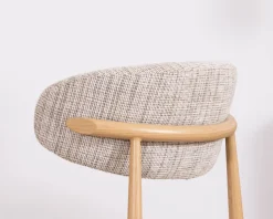 Meuble House Lot de 2 chaises de repas esprit rétro en tissu beige tramé marron 