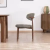 Meuble House Lot de 2 chaises de repas esprit rétro en tissu tramé kaki "Arpège" pieds aspect noyer Discount
