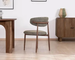 Meuble House Lot de 2 chaises de repas esprit rétro en tissu tramé kaki 