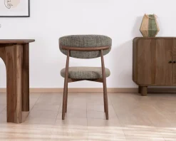 Meuble House Lot de 2 chaises de repas esprit rétro en tissu tramé kaki 