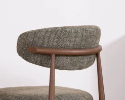 Meuble House Lot de 2 chaises de repas esprit rétro en tissu tramé kaki 