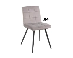 Meuble House Lot de 4 chaises de repas grises et noires