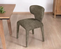 Meuble House Lot de 2 chaises de repas habillage intégral esprit design “Milano” en tissu chiné vert kaki New