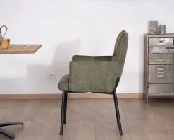 Meuble House Lot de 2 chaises de repas look rétro "Lokka" bi-matière vert Discount