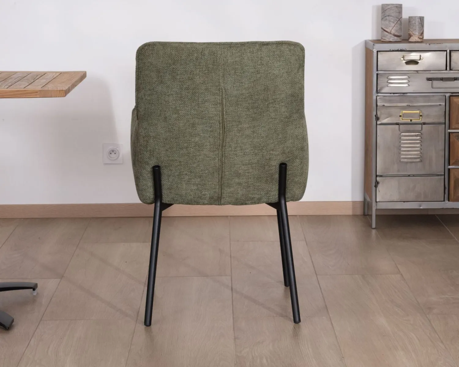 Meuble House Lot de 2 chaises de repas look rétro "Lokka" bi-matière vert Discount