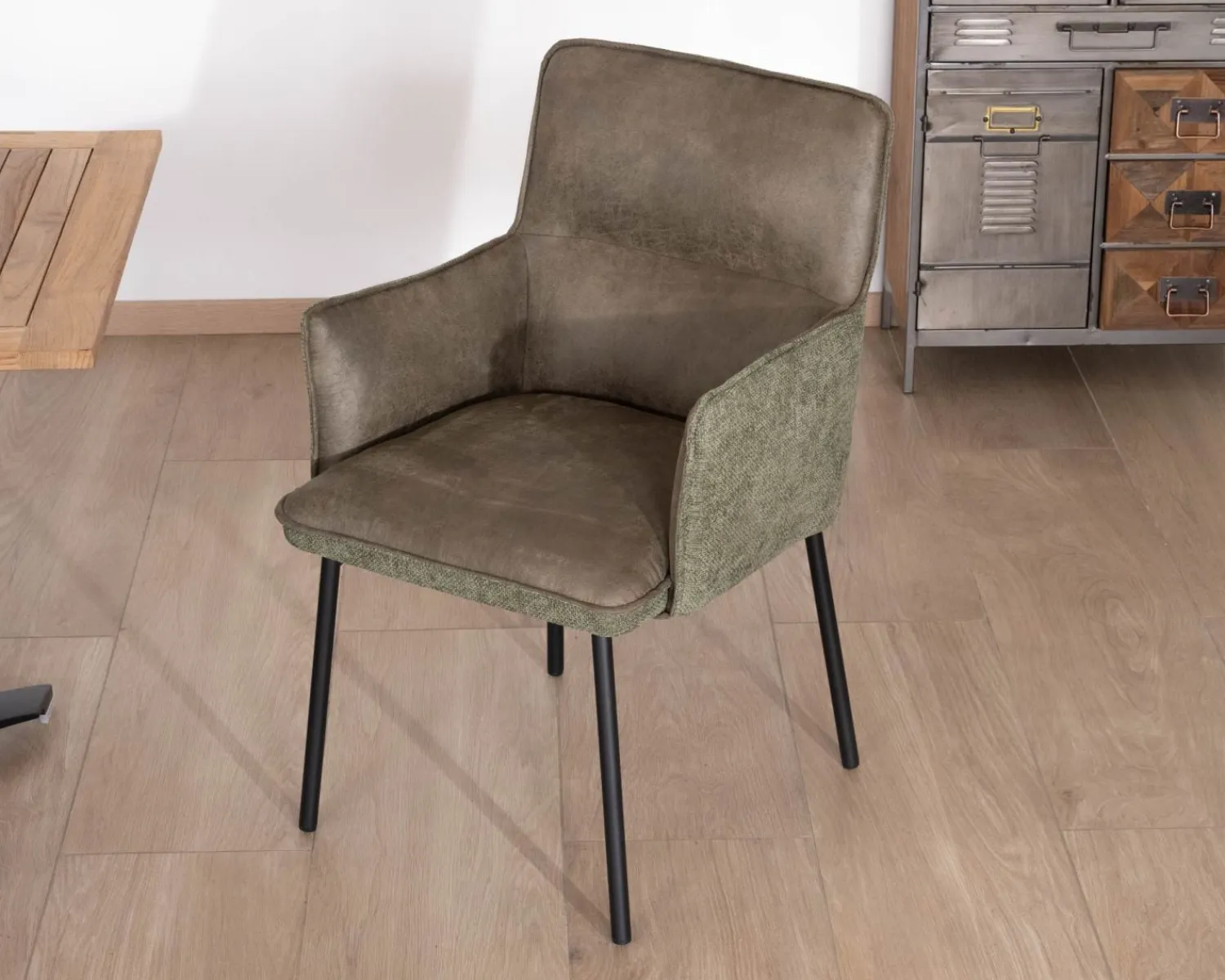 Meuble House Lot de 2 chaises de repas look rétro "Lokka" bi-matière vert Discount