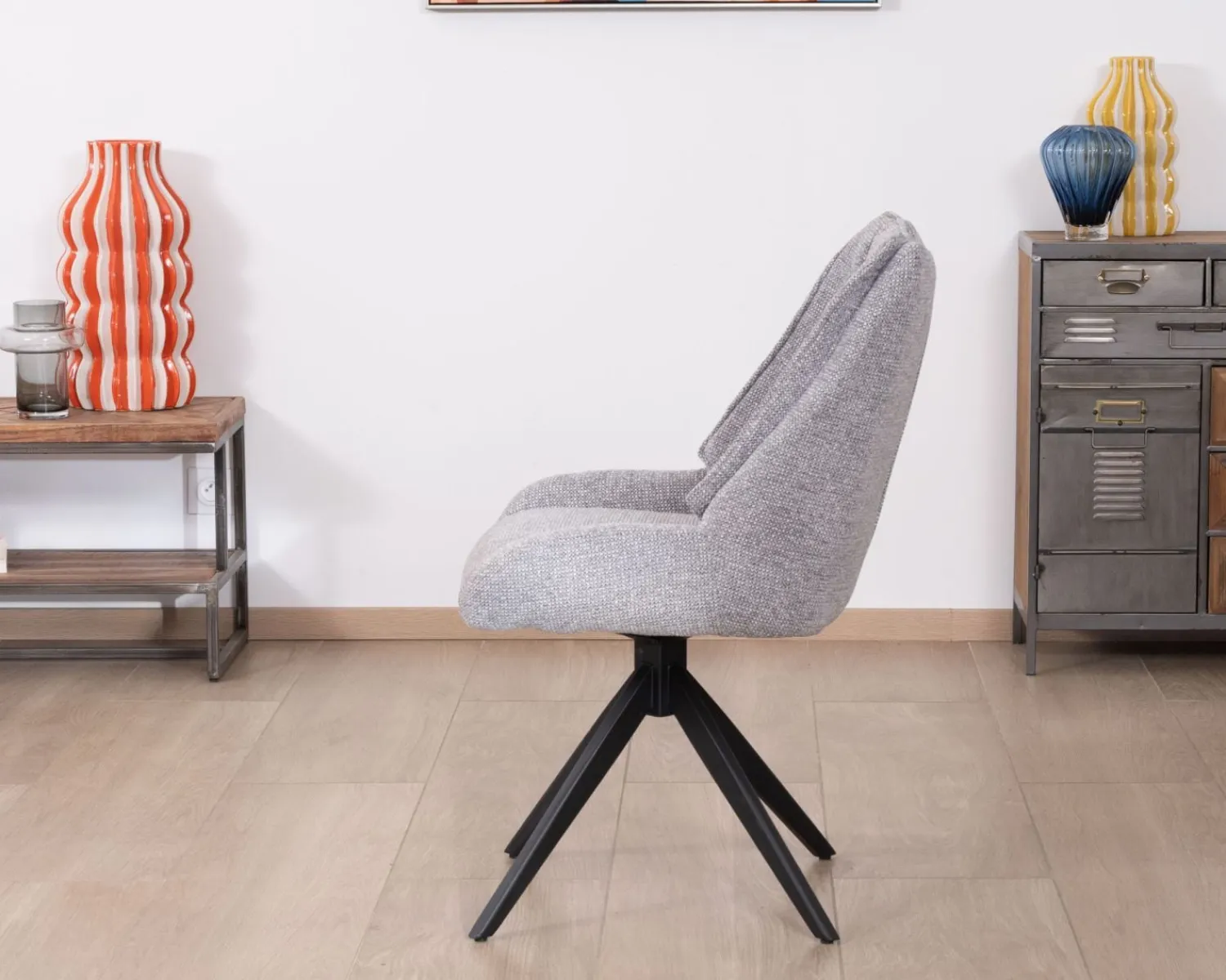 Meuble House Lot de 2 chaises de repas pivotantes en tissu gris "Webber" Online