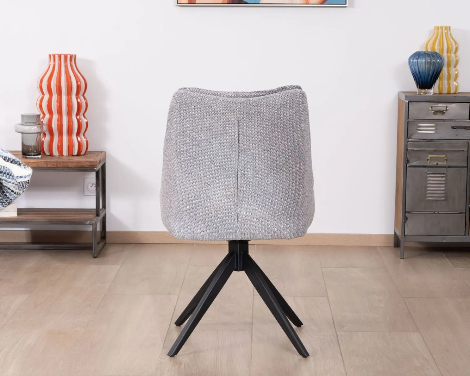 Meuble House Lot de 2 chaises de repas pivotantes en tissu gris "Webber" Online