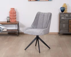 Meuble House Lot de 2 chaises de repas pivotantes en tissu gris