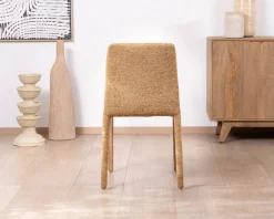 Meuble House Lot de 4 chaises de repas revêtement intégral en tissu jaune doré “Otto” esprit design