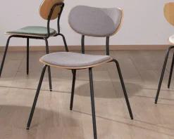 Meuble House Lot de 4 chaises de repas rétro assise bois et tissu gris