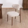 Meuble House Lot de 2 chaises de repas rétro en tissu tramé beige et marron "Arpège" pieds métal aspect noyer Best