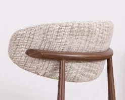 Meuble House Lot de 2 chaises de repas rétro en tissu tramé beige et marron