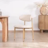 Meuble House Lot de 2 chaises de repas scandinaves en tissu tramé blanc cassé "Arpège" pieds métal aspect bois clair Sale