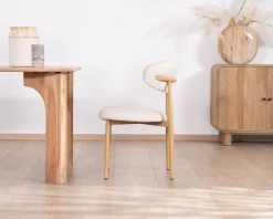 Meuble House Lot de 2 chaises de repas scandinaves en tissu tramé blanc cassé