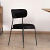 Meuble House Lot de 2 chaises de repas style rétro en tissu noir et pieds métal "Lato" Clearance