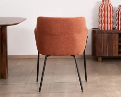 Meuble House Lot de 2 chaises de repas terracotta et pieds métal style vintage 