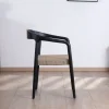 Meuble House Lot de 2 chaises design en bois noir et assise jute tressée "Vogue" Clearance