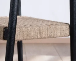 Meuble House Lot de 2 chaises design en bois noir et assise jute tressée 