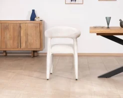 Meuble House Lot de 2 chaises design et confortables en tissu bouclettes blanc "Amarello" New
