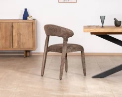 Meuble House Lot de 2 chaises design recouvrement intégral en tissu bouclettes marron 