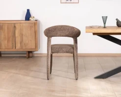 Meuble House Lot de 2 chaises design recouvrement intégral en tissu bouclettes marron 