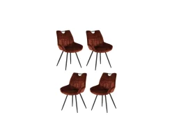 Meuble House Lot de 4 chaises de table vintages noires et rouilles