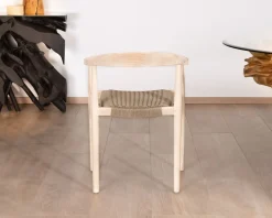 Meuble House Lot de 4 chaises en teck naturel et assise tressée "Tiska" Clearance