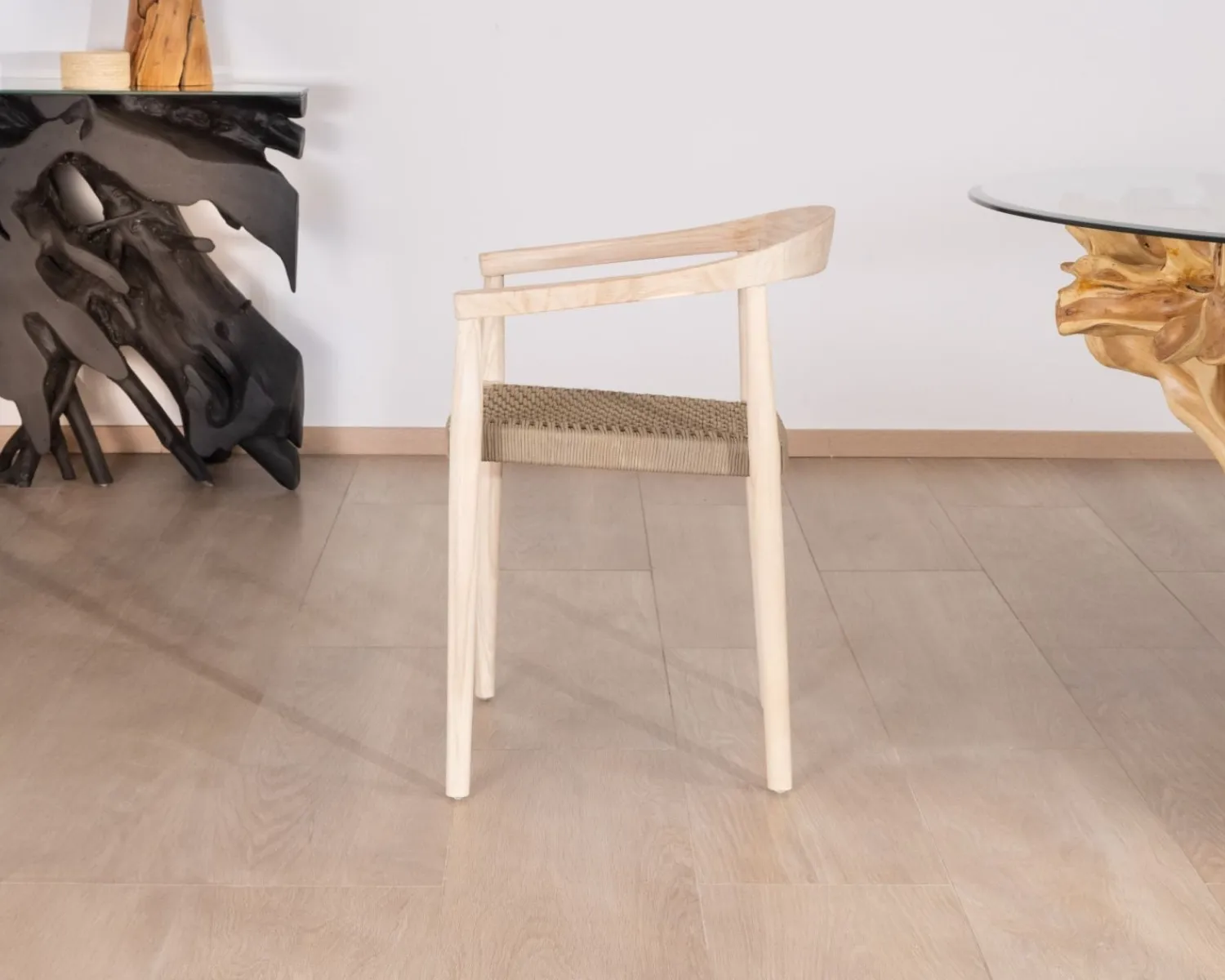 Meuble House Lot de 4 chaises en teck naturel et assise tressée "Tiska" Clearance