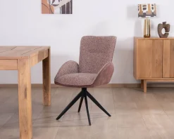 Meuble House Lot de 2 chaises en tissu bi-matière prune 