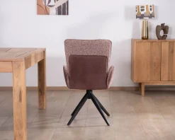Meuble House Lot de 2 chaises en tissu bi-matière prune 