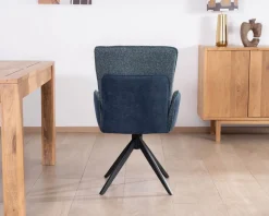 Meuble House Lot de 2 chaises en tissu bi-texturé bleu foncé