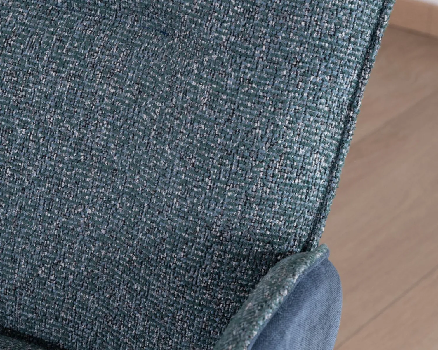 Meuble House Lot de 2 chaises en tissu bi-texturé bleu foncé "Eddy" avec accoudoirs et pied métal pivotant Discount