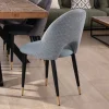 Meuble House Lot de 2 chaises en tissu bleu clair et pieds métal laqué noir "Vermont" Discount