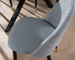 Meuble House Lot de 2 chaises en tissu bleu clair et pieds métal laqué noir