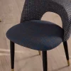 Meuble House Lot de 2 chaises en tissu bleu foncé et pieds métal laqué noir "Vermont" Discount