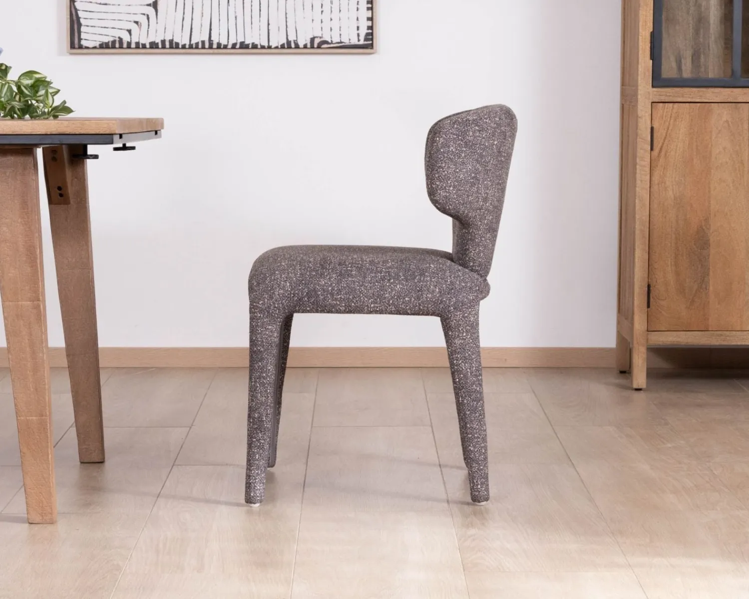Meuble House Lot de 2 chaises en tissu chiné gris foncé “Milano” revêtement intégral esprit design Best