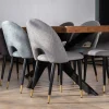 Meuble House Lot de 2 chaises en tissu gris et pieds métal laqué noir "Vermont" Discount