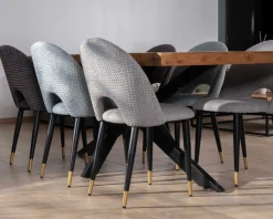 Meuble House Lot de 2 chaises en tissu gris et pieds métal laqué noir "Vermont" Discount