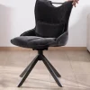 Meuble House Lot de 2 chaises en tissu gris sur pied tournant en métal "Biorg" style rétro Discount