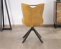 Meuble House Lot de 2 chaises en tissu jaune moutarde sur pied rotatif en métal "Biorg" style rétro Discount