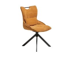 Meuble House Lot de 2 chaises en tissu jaune moutarde sur pied rotatif en métal
