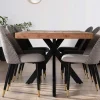 Meuble House Lot de 2 chaises en tissu taupe et pieds métal laqué noir "Vermont" Clearance