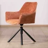 Meuble House Lot de 2 chaises en tissu terracotta "Ewing" avec accoudoirs sur pied métal rotatif