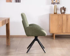 Meuble House Lot de 2 chaises en tissu vert doux 