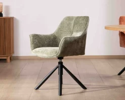 Meuble House Lot de 2 chaises en tissu vert