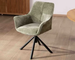 Meuble House Lot de 2 chaises en tissu vert