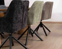 Meuble House Lot de 2 chaises en tissu vert
